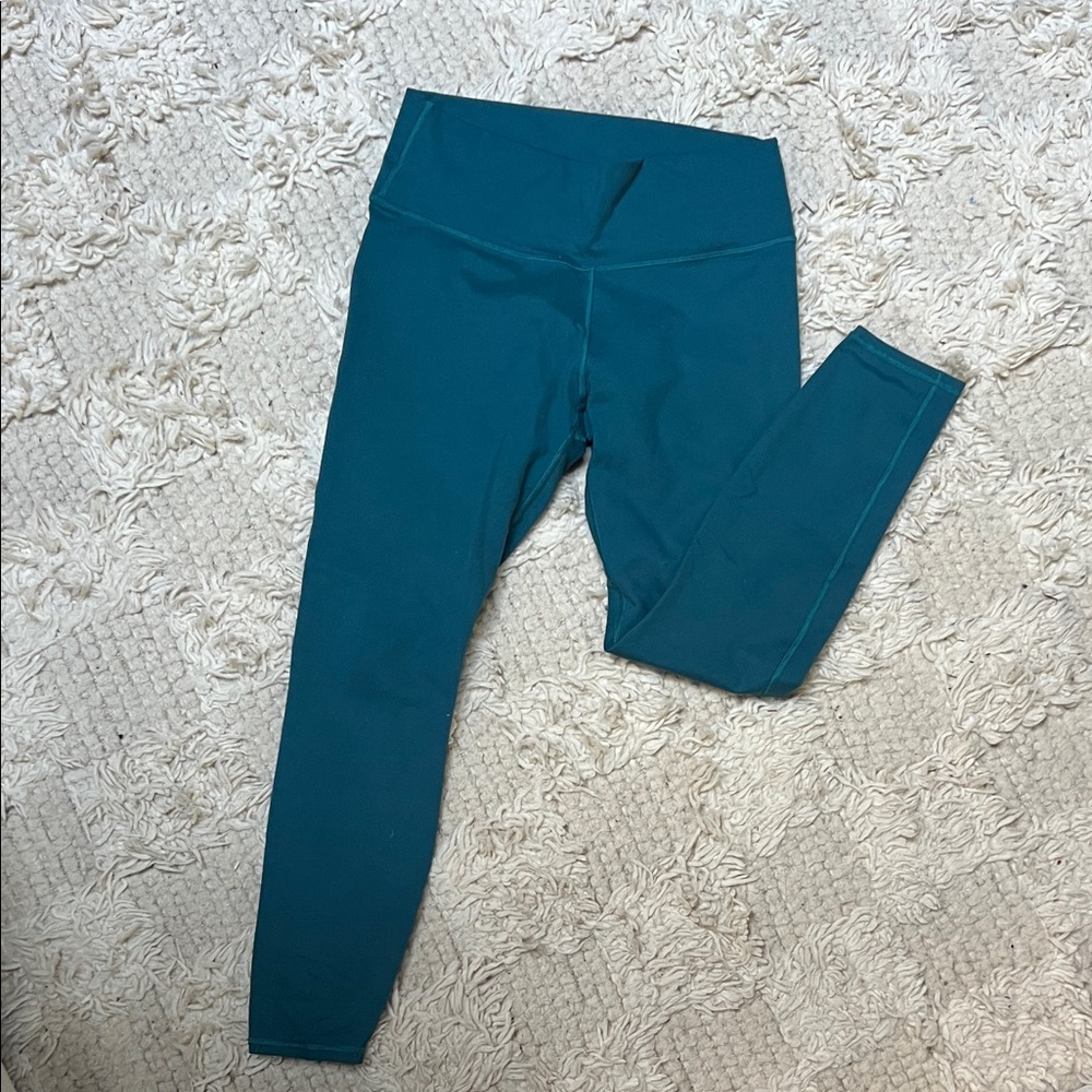 Fabletics High-Waisted Teal Performance Leggings Yoga Workout Pants Size L